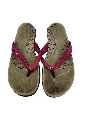 Merrell Womens Terragina Bungee Cord Flip Flops Sandals 9 Pink Leather Slip On